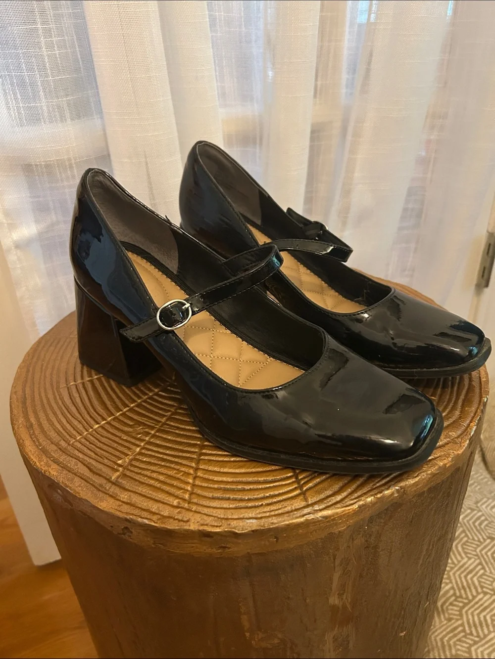 Rachel Zoe Black Patent Mary Jane Block Heels 9.5